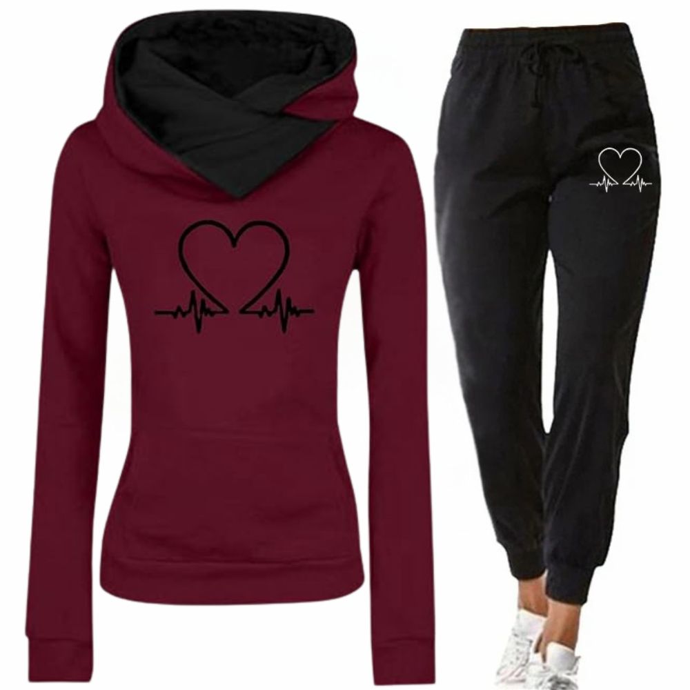 Women’s Heartbeat Hoodie in Red + Free Joggers