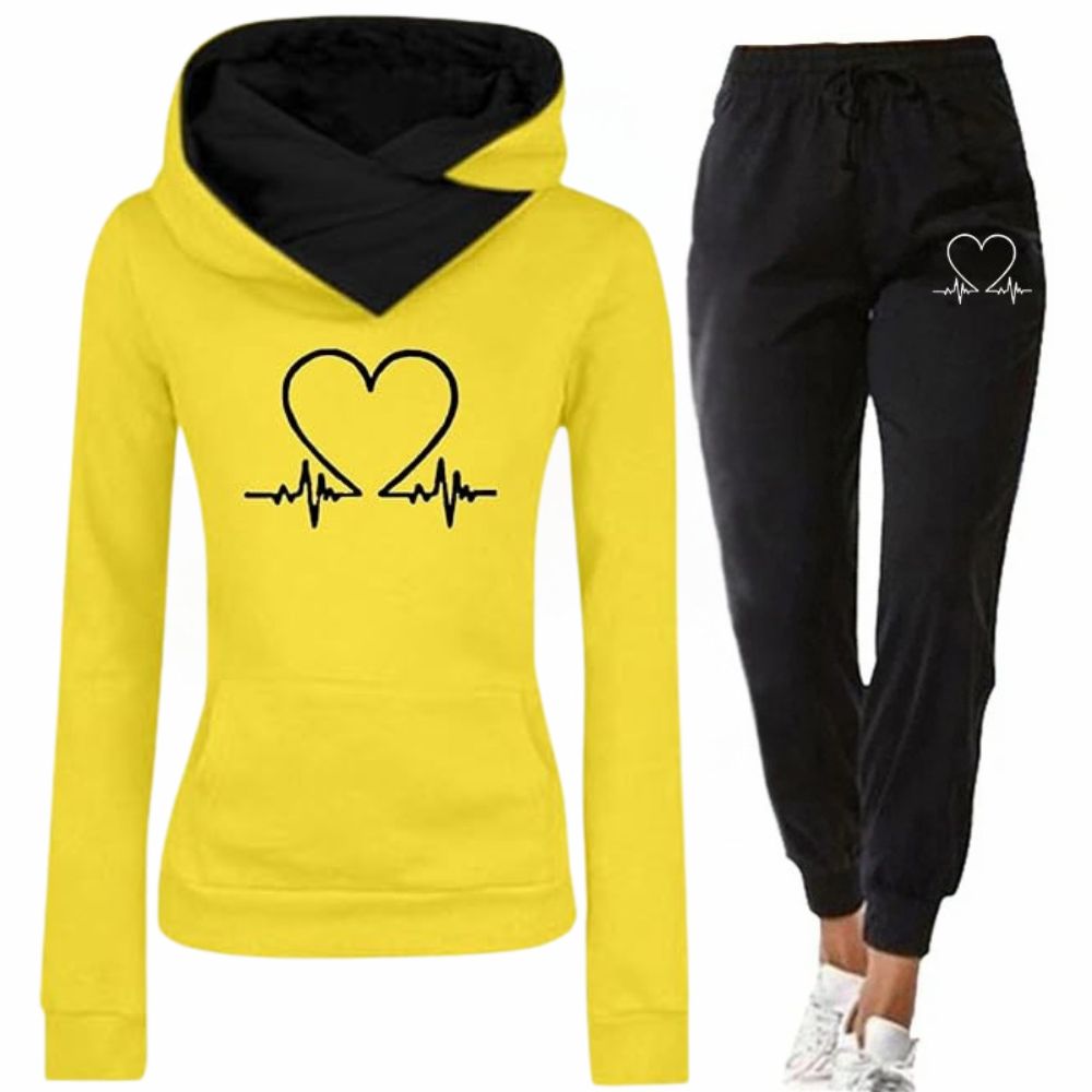 Women's Heartbeat Hoodie in Yellow + Free Joggers