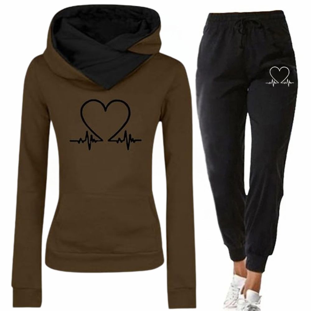 Women's Heartbeat Hoodie in Coffee + Free Joggers