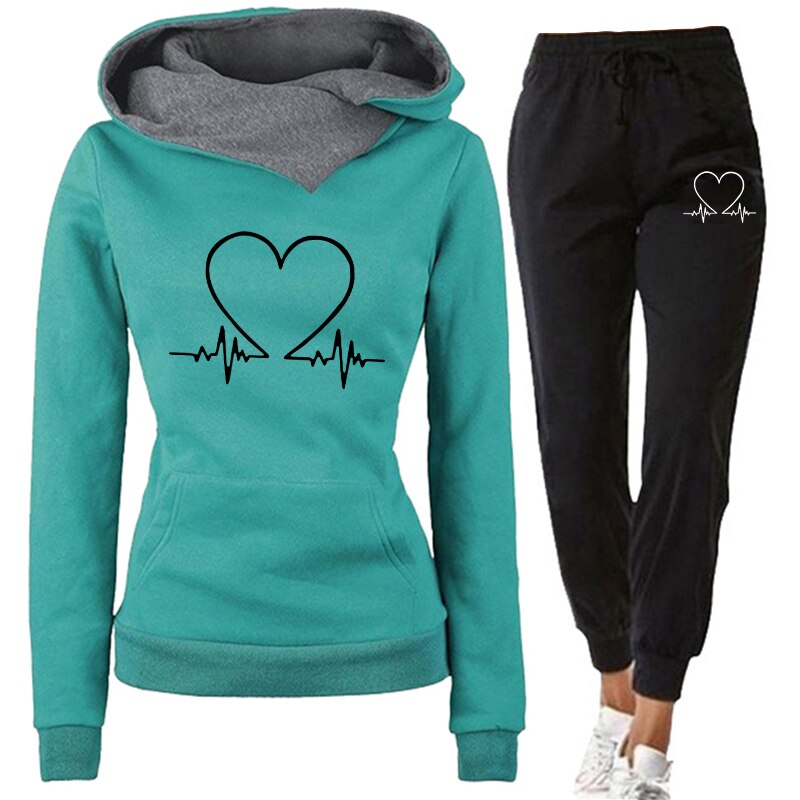 Women’s Heartbeat Hoodie in Green + Free Joggers
