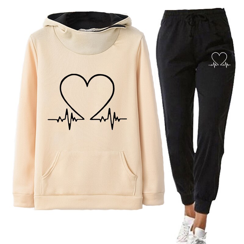 Women’s Heartbeat Hoodie in Cream + Free Joggers