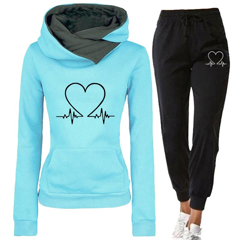 Women’s Heartbeat Hoodie in Blue + Free Joggers